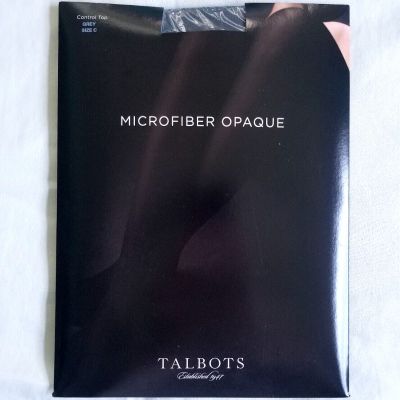 NIP Size C Talbots Microfiber Opaque Control Top Grey / Gray Pantyhose Hosiery